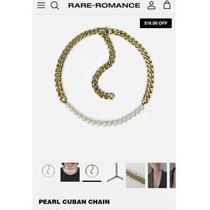 Romance Pearl Cuban Chain Gold Necklace - New in Box Unisex